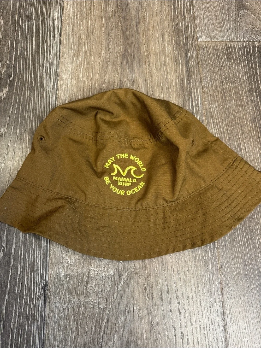 Mamala Surf Brown Bucket Hat with Yellow Logo 0777